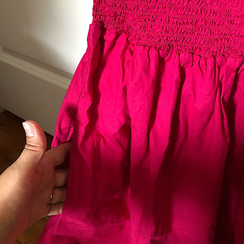 🐣3/$30🌷 Beautiful fuchsia poplin smocked minidress by French Connection, size 8 - Picture 6 of 8